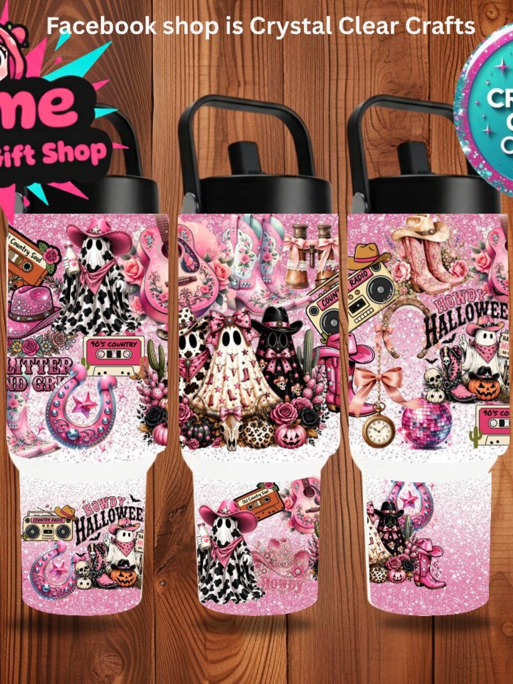 30oz Pink Country Ghost Stainless Steel Tumbler